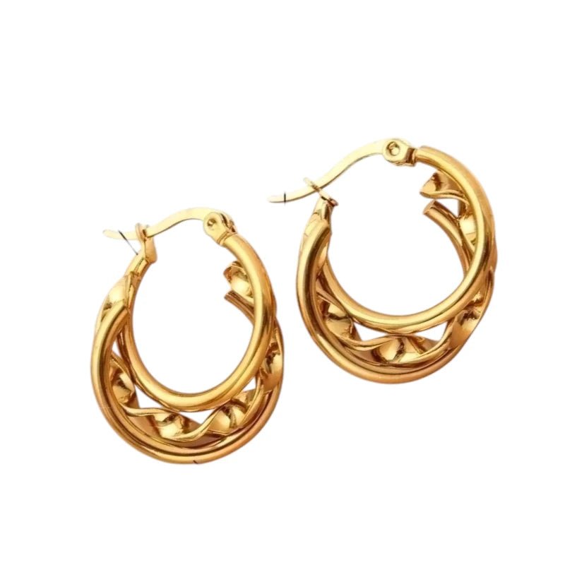 Triple Goudkleurige Oorringen Rond - 20x7mm - oor6293 - 647260 - Oorringen kopen# - 20mm - alles - cadeau