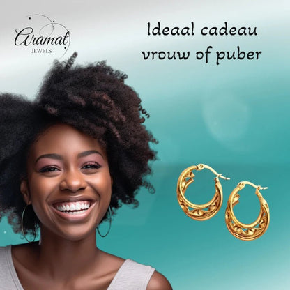 Triple Goudkleurige Oorringen Rond - 20x7mm - oor6293 - 647260 - Oorringen kopen# - 20mm - alles - cadeau