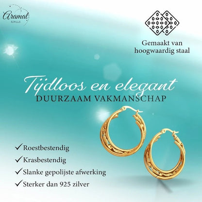 Triple Goudkleurige Oorringen Rond - 30x7mm - oor6294 - 647261 - Oorringen kopen# - 30mm - alles - cadeau