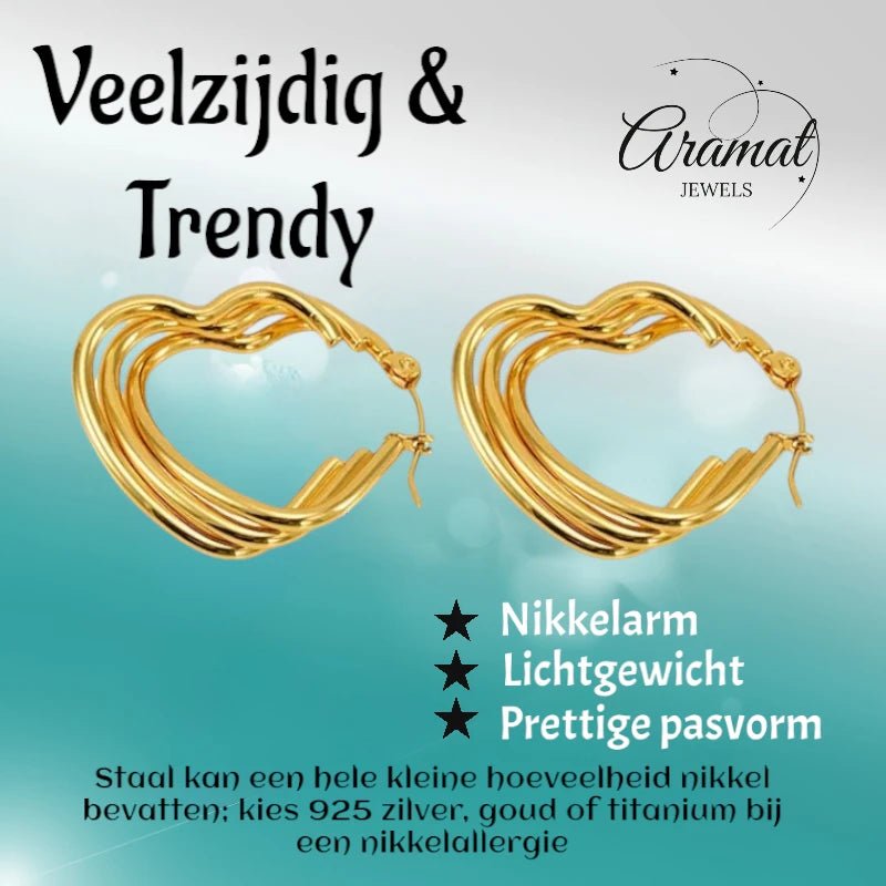 Triple Hartvormige Oorringen 25mm - oor6304 - 827749 - Oorringen kopen# - 25mm - alles - cadeau