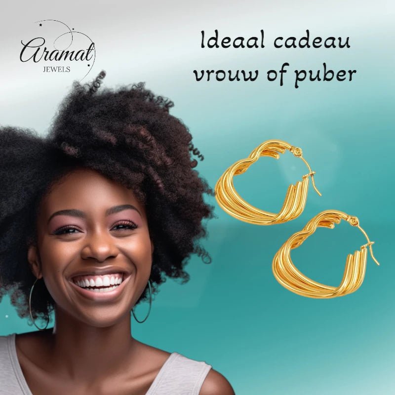 Triple Hartvormige Oorringen 25mm - oor6304 - 827749 - Oorringen kopen# - 25mm - alles - cadeau