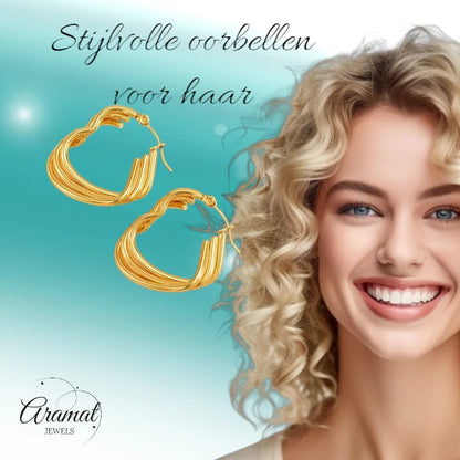 Triple Hartvormige Oorringen 25mm - oor6304 - 827749 - Oorringen kopen# - 25mm - alles - cadeau