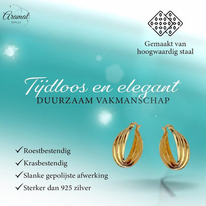 Triple oorringen dames – goudkleurig - oor6401 - 25439 - Oorringen kopen# - 22mm - alles - cadeau