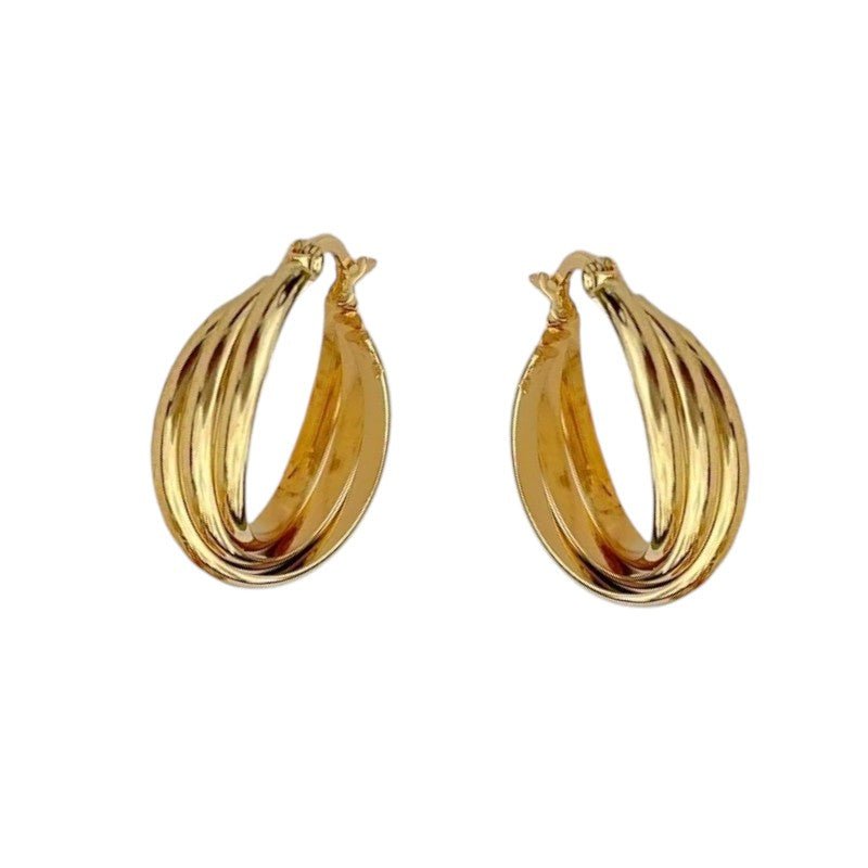 Triple oorringen dames – goudkleurig - oor6401 - 25439 - Oorringen kopen# - 22mm - alles - cadeau