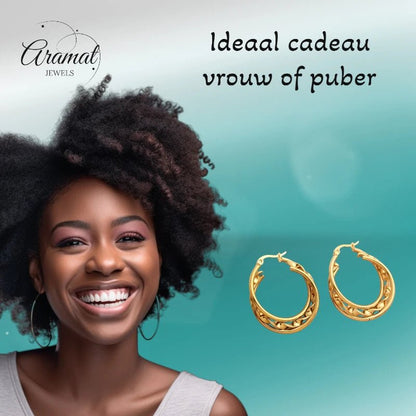 Triple Oorringen Rond 25x7mm - Goudkleurig RVS - oor6292 - 647259 - Oorringen kopen# - 25mm - alles - cadeau