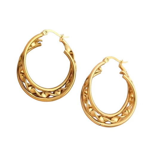 Triple Oorringen Rond 25x7mm - Goudkleurig RVS - oor6292 - 647259 - Oorringen kopen# - 25mm - alles - cadeau