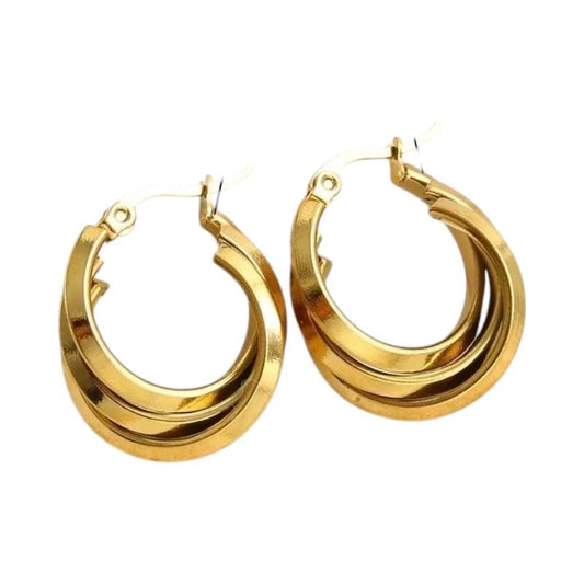 Triple Oorringen Rond Goudkleurig - 25x9mm - oor6289 - 538786 - Oorringen kopen# - 25mm - alles - cadeau