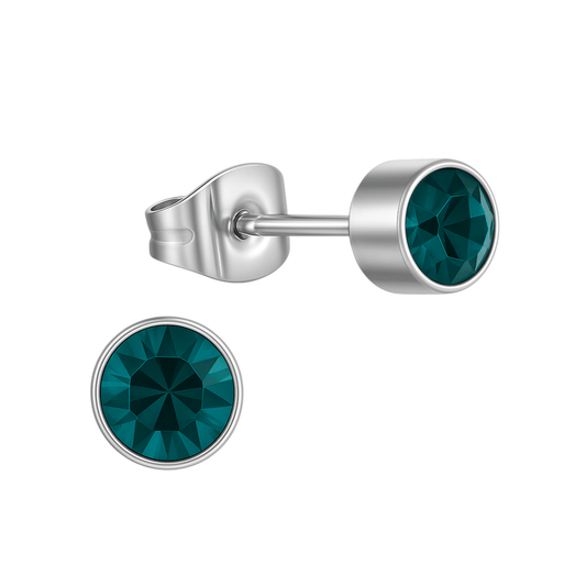 Turquoise kristal oorstekers – 4mm zilver RVS - Aramat Jewels - Oorbellen - cadeautip
