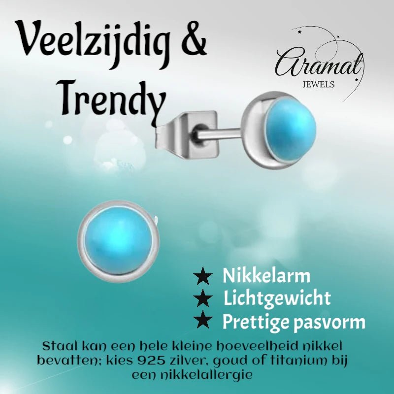 Turquoise Stalen Oorbellen – 5mm Zilverkleurig - oor1924 - 34482 - Oorbellen kopen# - 5mm - alles - blauw