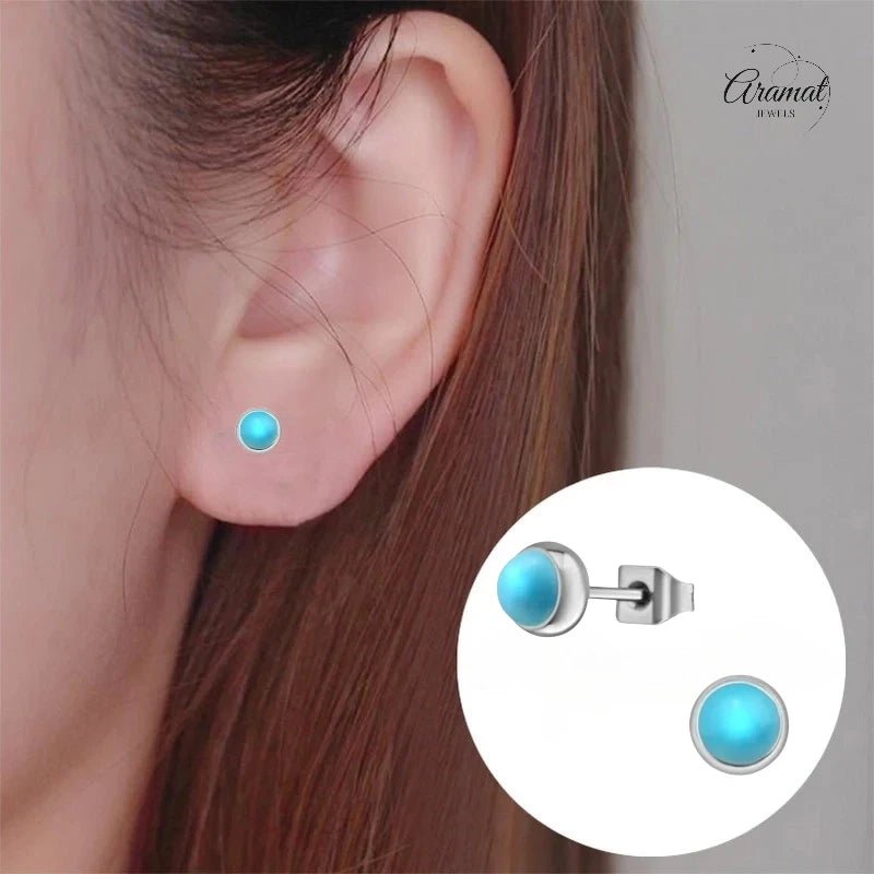 Turquoise Stalen Oorbellen – 5mm Zilverkleurig - oor1924 - 34482 - Oorbellen kopen# - 5mm - alles - blauw