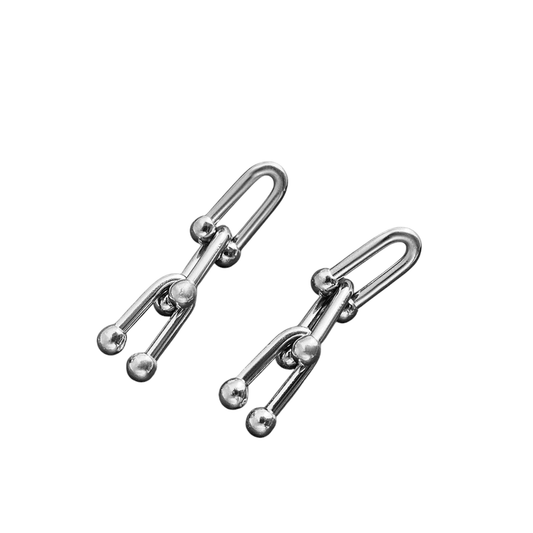 U - Schakel Oorbellen 35x8mm Staal - Aramat Jewels - RVS Sieraden - Oorbellen - cadeautip