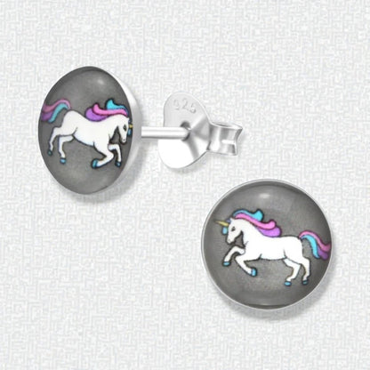 Unicorn Zilveren Oorbellen - Acryl Meisjes Cadeau - Aramat Jewels - Oorbellen - cadeautip