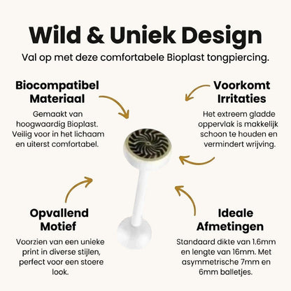 Een paar oortelefoons met een zwart-wit cirkelontwerp