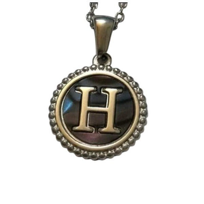 Unieke Stalen Initiaal Ketting met Abalone Schelp - Zilverkleur - 45cm - Aramat Jewels - Halskettingen - cadeautip