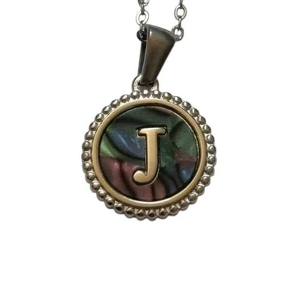Unieke Stalen Initiaal Ketting met Abalone Schelp - Zilverkleur - 45cm - Aramat Jewels - Halskettingen - cadeautip