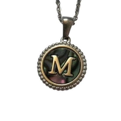 Unieke Stalen Initiaal Ketting met Abalone Schelp - Zilverkleur - 45cm - Aramat Jewels - Halskettingen - cadeautip