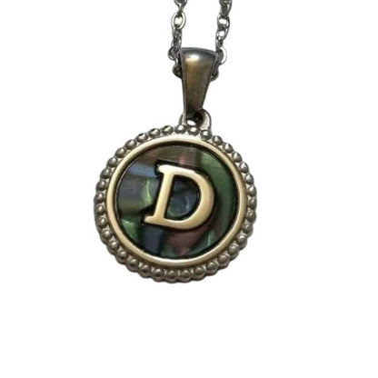 Unieke Stalen Initiaal Ketting met Abalone Schelp - Zilverkleur - 45cm - Aramat Jewels - Halskettingen - cadeautip