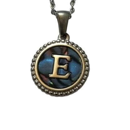 Unieke Stalen Initiaal Ketting met Abalone Schelp - Zilverkleur - 45cm - Aramat Jewels - Halskettingen - cadeautip