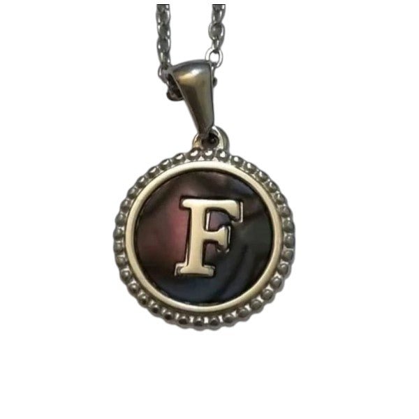 Unieke Stalen Initiaal Ketting met Abalone Schelp - Zilverkleur - 45cm - Aramat Jewels - Halskettingen - cadeautip