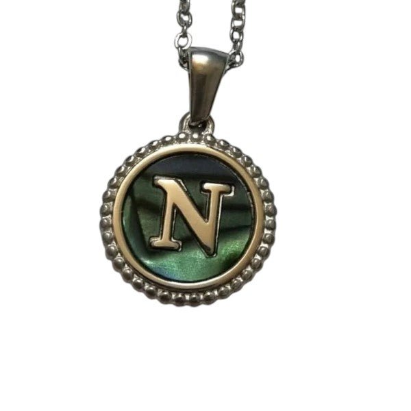 Unieke Stalen Initiaal Ketting met Abalone Schelp - Zilverkleur - 45cm - Aramat Jewels - Halskettingen - cadeautip