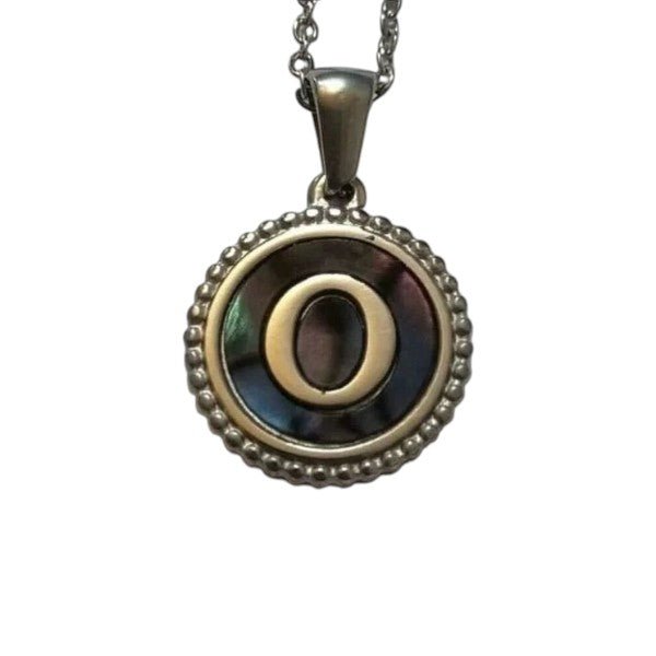 Unieke Stalen Initiaal Ketting met Abalone Schelp - Zilverkleur - 45cm - Aramat Jewels - Halskettingen - cadeautip
