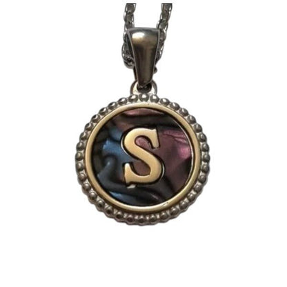 Unieke Stalen Initiaal Ketting met Abalone Schelp - Zilverkleur - 45cm - Aramat Jewels - Halskettingen - cadeautip