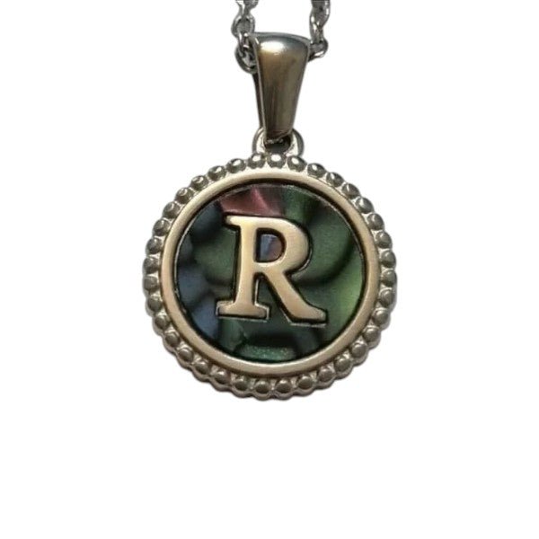 Unieke Stalen Initiaal Ketting met Abalone Schelp - Zilverkleur - 45cm - Aramat Jewels - Halskettingen - cadeautip