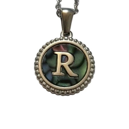 Unieke Stalen Initiaal Ketting met Abalone Schelp - Zilverkleur - 45cm - Aramat Jewels - Halskettingen - cadeautip