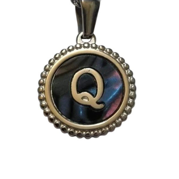 Unieke Stalen Initiaal Ketting met Abalone Schelp - Zilverkleur - 45cm - Aramat Jewels - Halskettingen - cadeautip