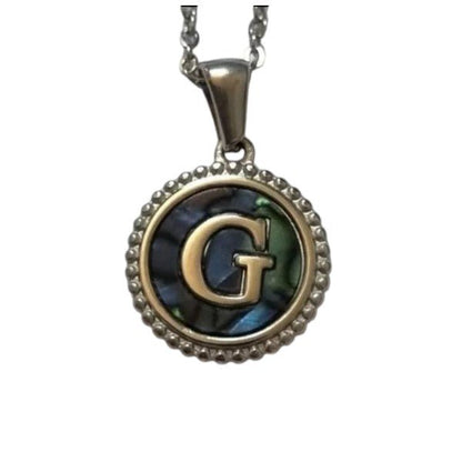 Unieke Stalen Initiaal Ketting met Abalone Schelp - Zilverkleur - 45cm - Aramat Jewels - Halskettingen - cadeautip