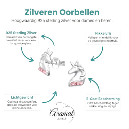 Unieke Zilveren Unicorn Oorbellen - Tijdloos & Elegant - Aramat Jewels - Oorbellen - cadeautip