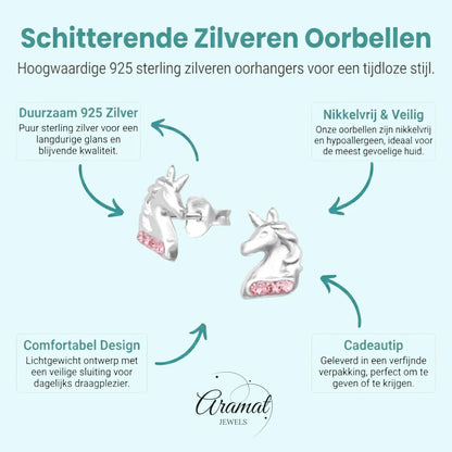Unieke Zilveren Unicorn Oorbellen - Tijdloos & Elegant - Aramat Jewels - Oorbellen - cadeautip