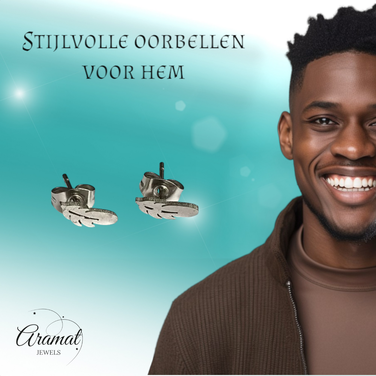 Steel Stud Earrings Feathers Silver Color – 9x3mm