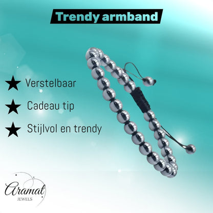 Verstelbaar Hematiet Armband natuursteen - Aramat Jewels - Armbanden - cadeautip