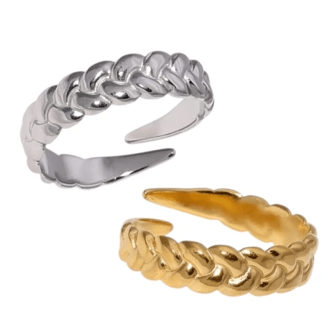 Verstelbare Damesring met Vlecht Design van RVS - 5,5mm - Aramat Jewels - Ringen - cadeautip