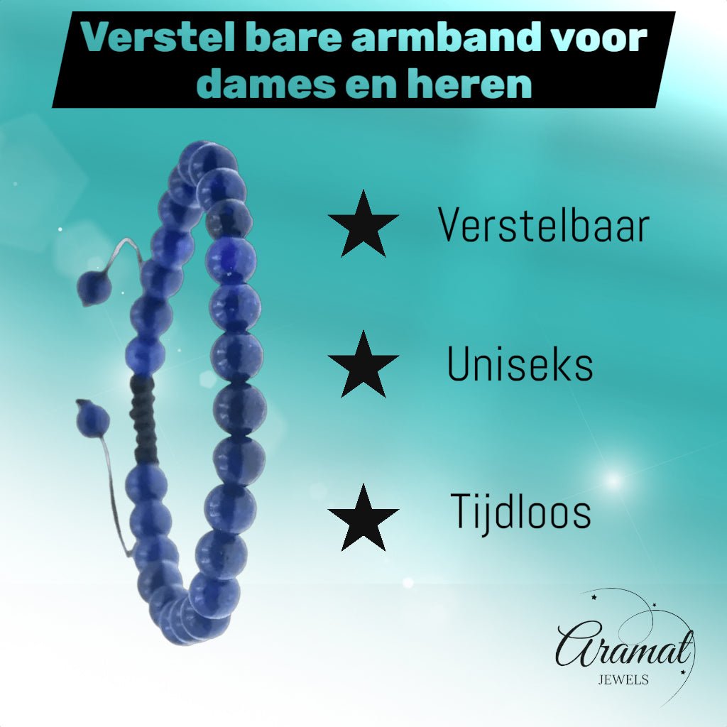 Verstelbare Lapis Lazuli Armband natuursteen - Aramat Jewels - Armbanden - cadeautip