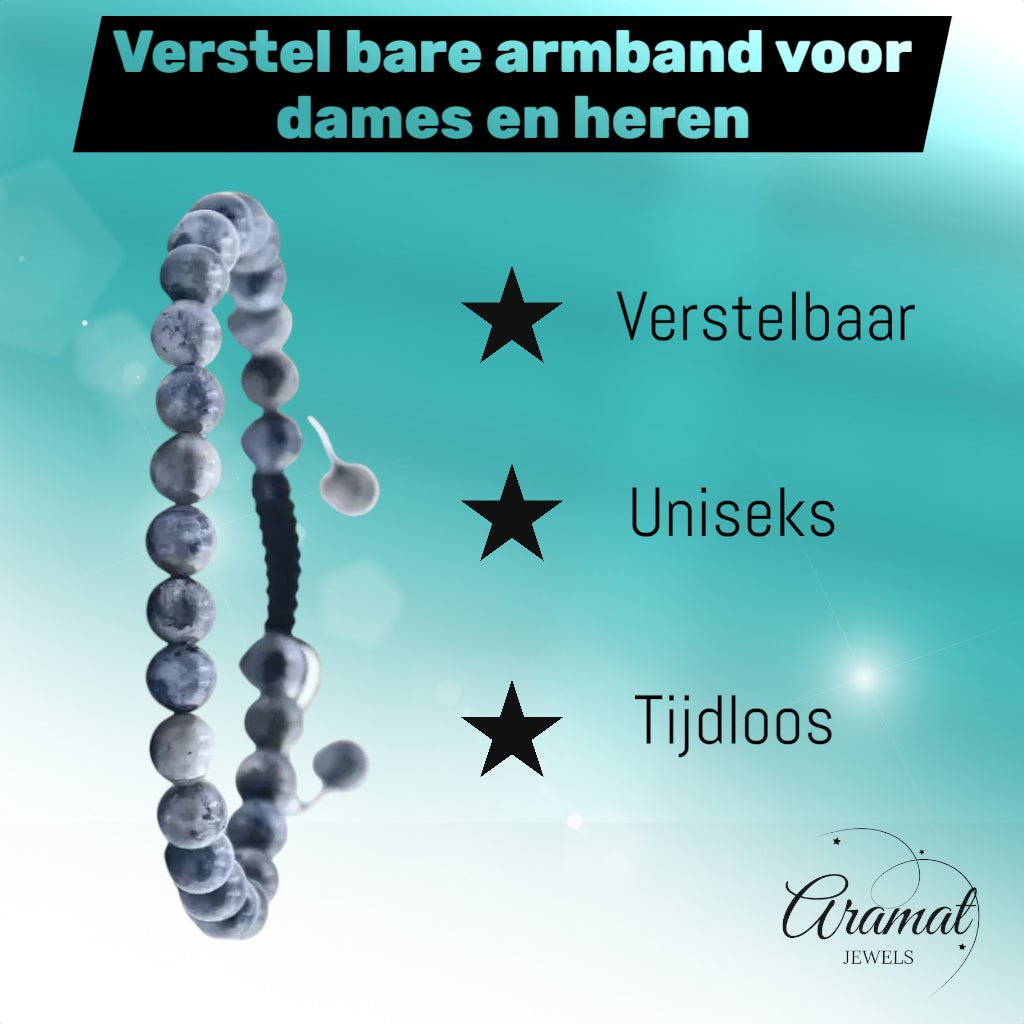 Verstelbare Larvikiet Labradoriet Armband - Aramat Jewels - Armbanden - cadeautip