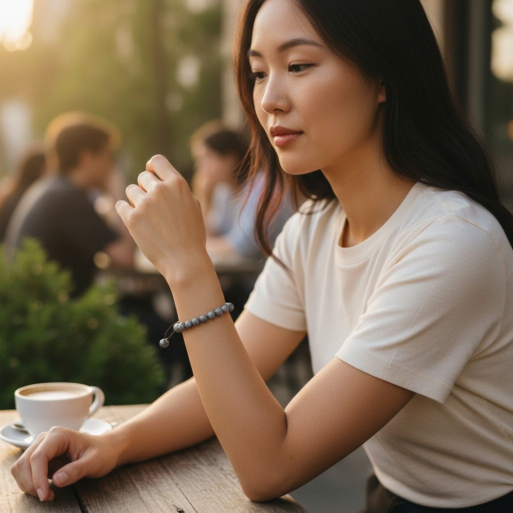 Verstelbare Larvikiet Labradoriet Armband - Aramat Jewels - Armbanden - cadeautip