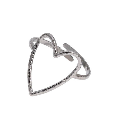 Verstelbare Ring met Groot Open Hart 19mm - Stainless Steel - ring352 - 73899 - Ringen kopen# - Goudkleur - alles - boho