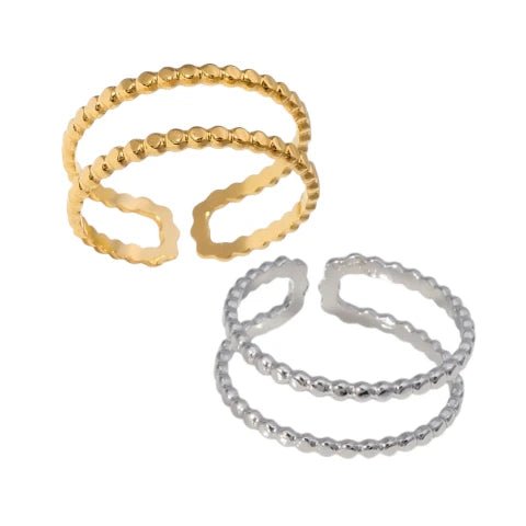 Verstelbare RVS Ring met Dubbele Bolletjeslijn (7 mm) - Aramat Jewels - Ringen - cadeautip