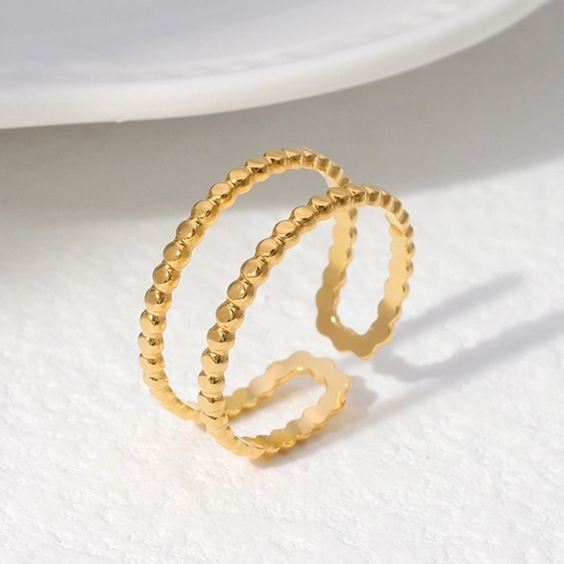 Verstelbare RVS Ring met Dubbele Bolletjeslijn (7 mm) - Aramat Jewels - Ringen - cadeautip