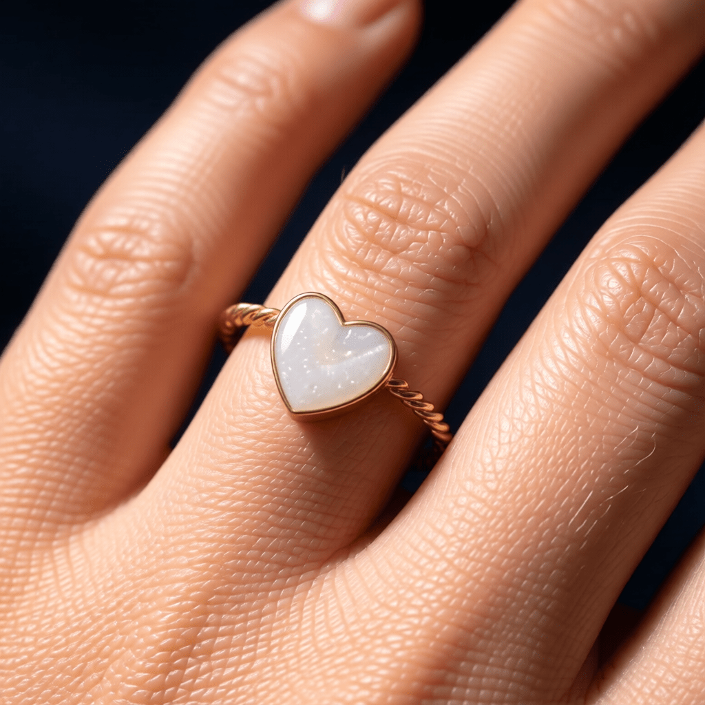 Verstelbare RVS Ring met Emaille Hartje - Goudkleur (8,5 mm) - Aramat Jewels - Ringen - cadeautip