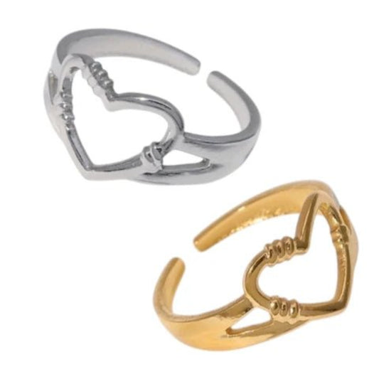Verstelbare RVS Ring met Open Hartje (11 mm) - Aramat Jewels - Ringen - cadeautip
