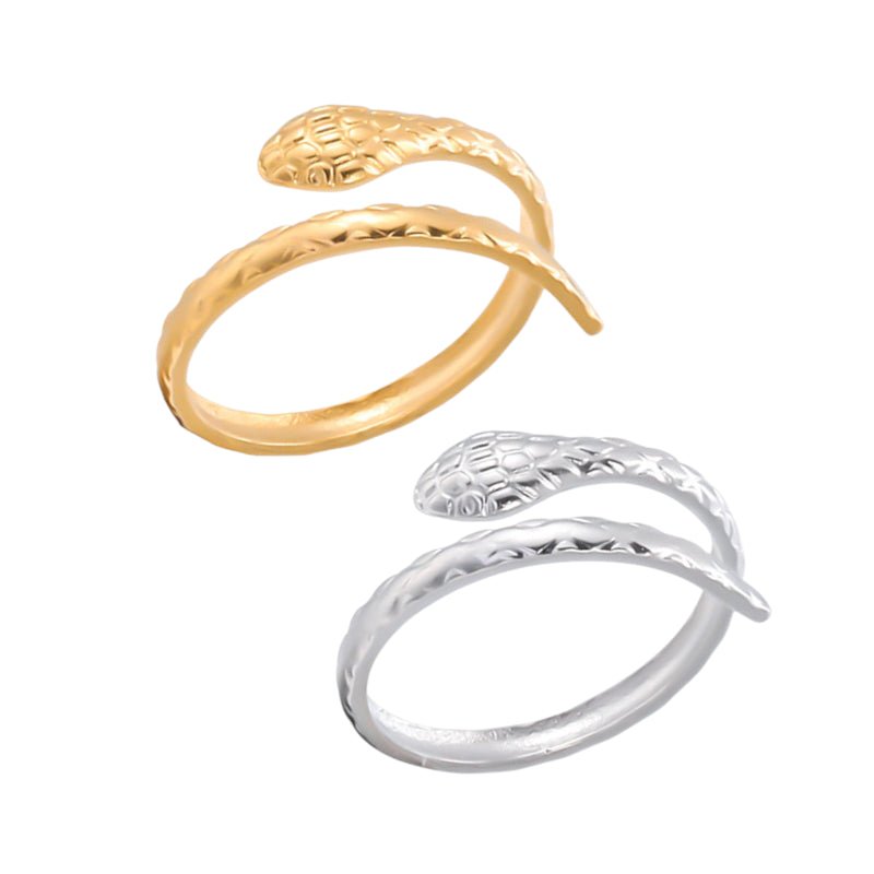 Verstelbare Slangenring van RVS - Cobra Design (13 mm) - Aramat Jewels - Ringen - cadeautip