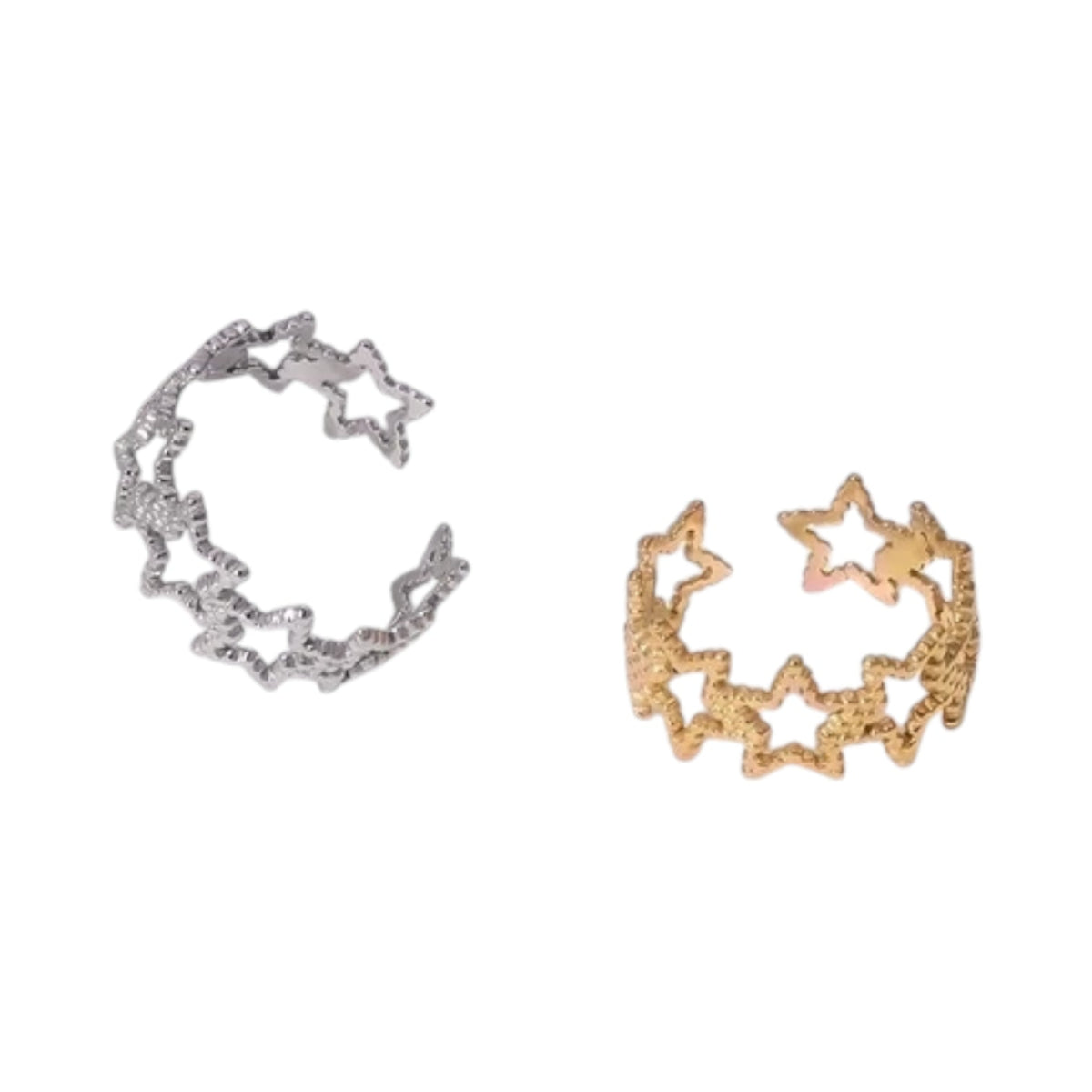 Verstelbare Sterren Ring van RVS met Bolletjes Motief (9 mm) - Aramat Jewels - Ringen - cadeautip