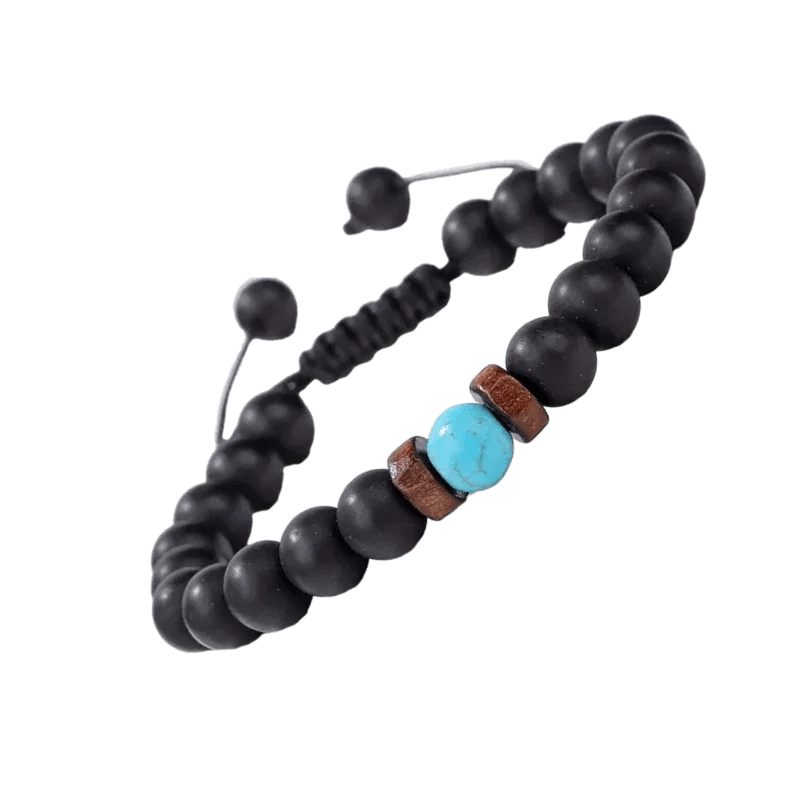 De zwarte en turkooizen armband