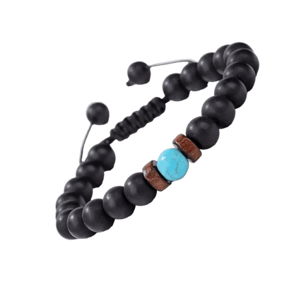 De zwarte en turkooizen armband