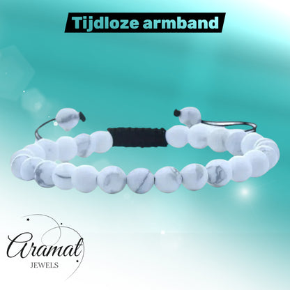 Adjustable White Howlite Bracelet Natural Stone