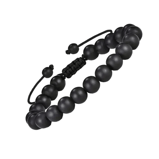 Zwarte matte kralenarmband