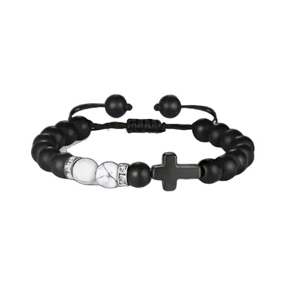 Adjustable Black Stone Bracelet with Howlite